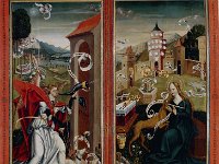 GG 33 geschlossen  GG 33, Niedersächsisch, 1506, Flügelaltar aus dem Braunschweiger Dom, geschlossen: Verkündigung an Maria, Holz, insgesamt 174 x 174 cm